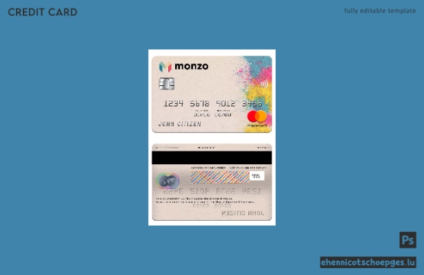 Beispielvorschau der Monzo Bank Mastercard (Vereinigtes Königreich)